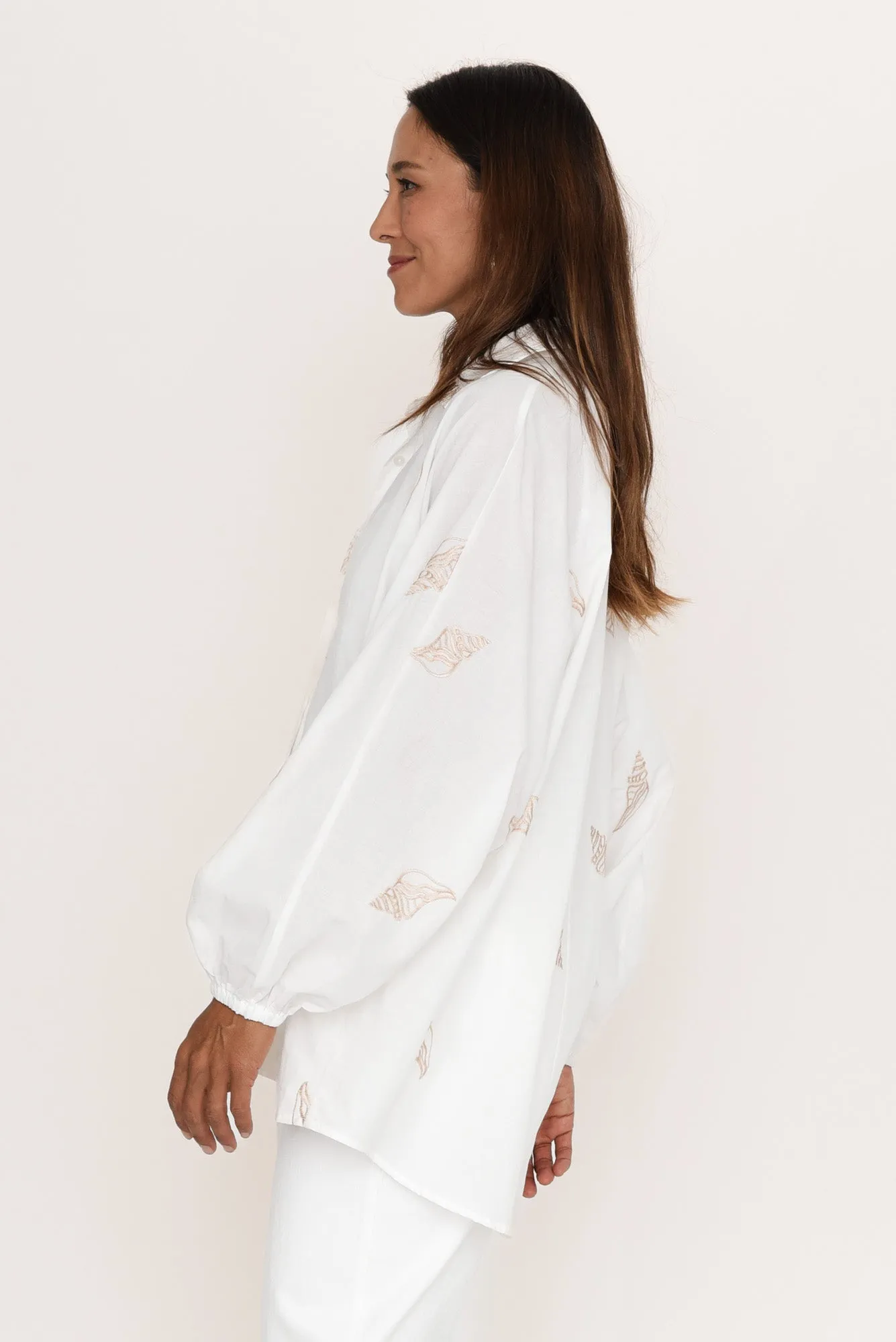 Cliffside White Shell Collared Shirt sold by Blue Bungalow product image thumbnail 3