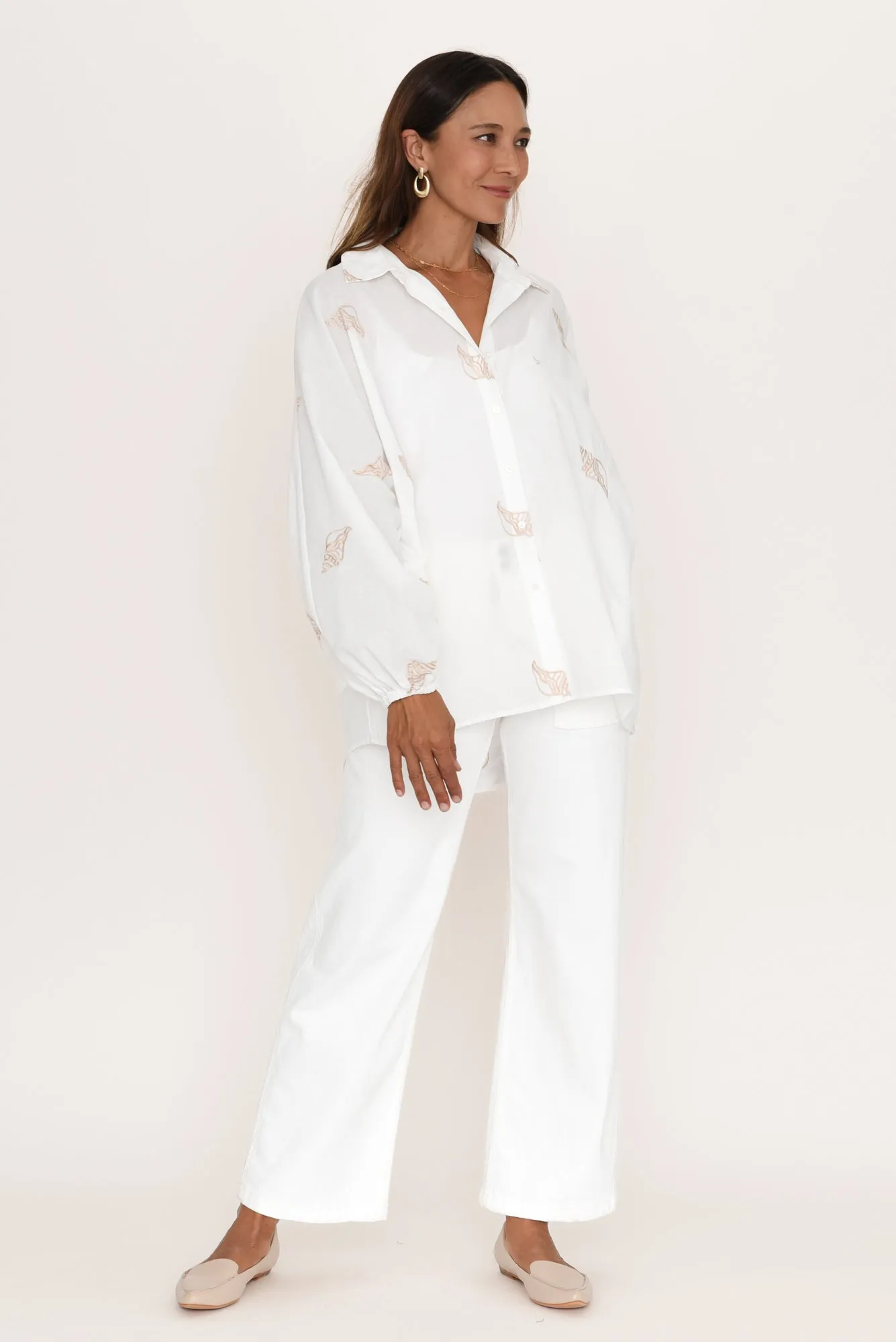 Cliffside White Shell Collared Shirt sold by Blue Bungalow product image thumbnail 2