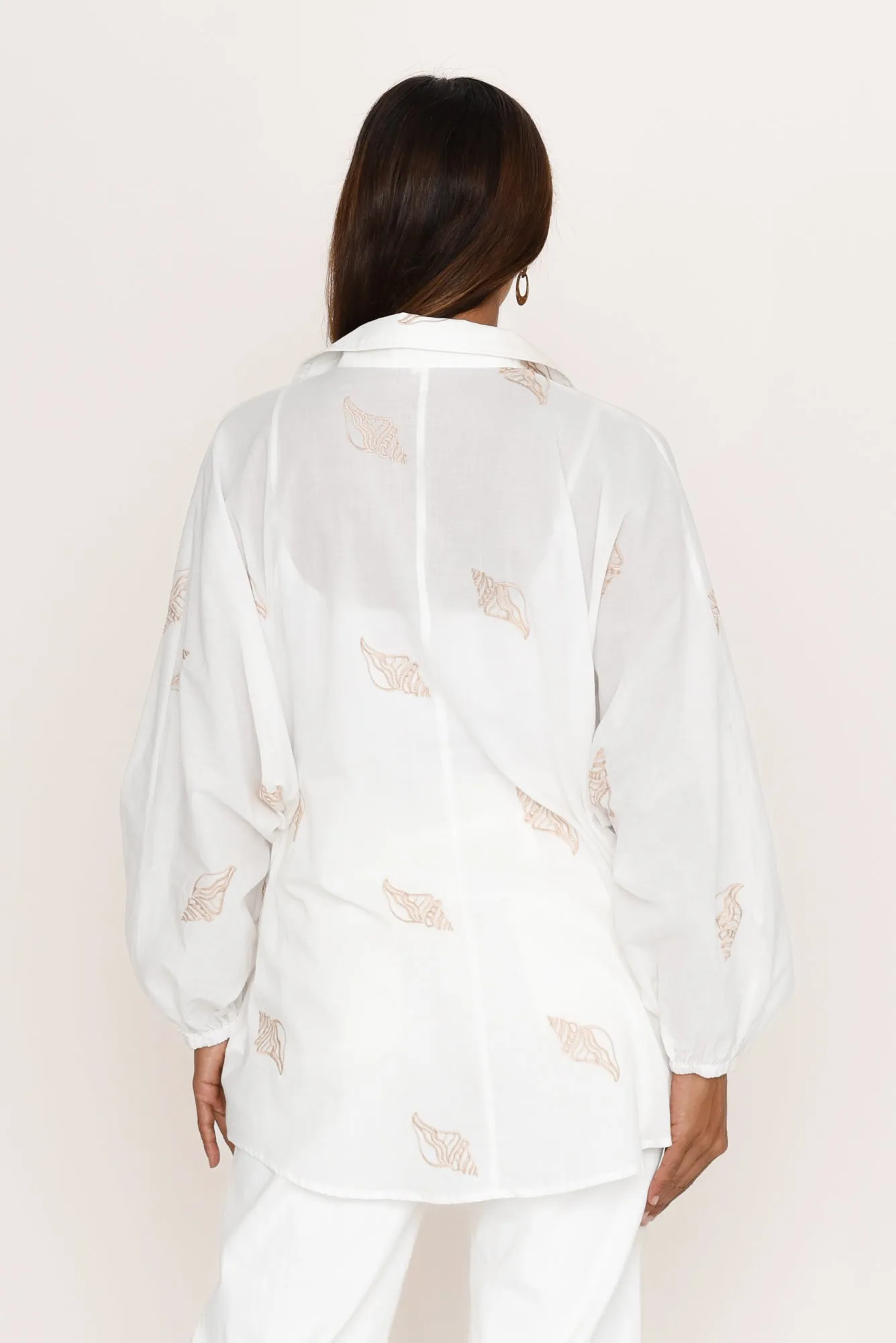 Cliffside White Shell Collared Shirt sold by Blue Bungalow product image thumbnail 4