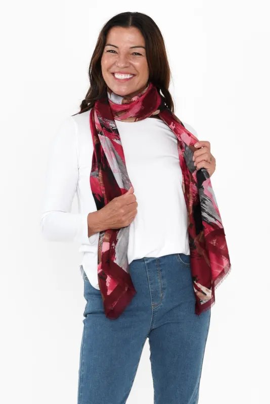 Fusion Red Abstract Scarf sold by Blue Bungalow