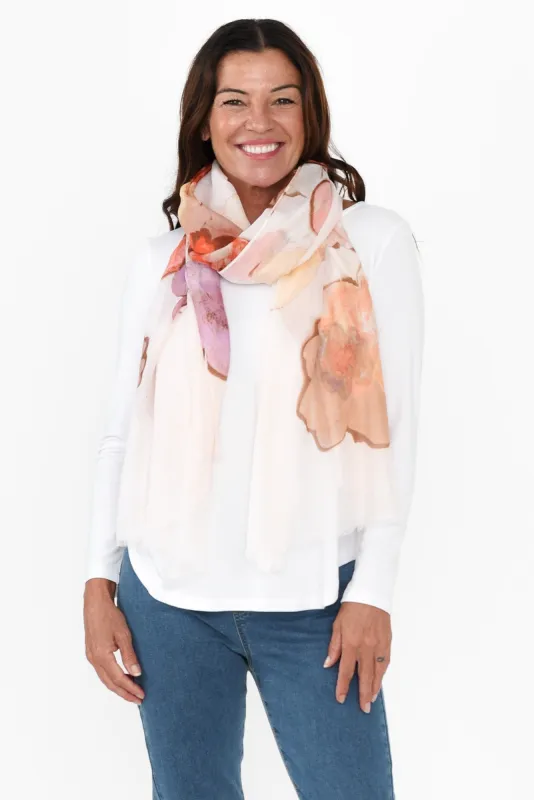 Sia Orange Floral Scarf sold by Blue Bungalow