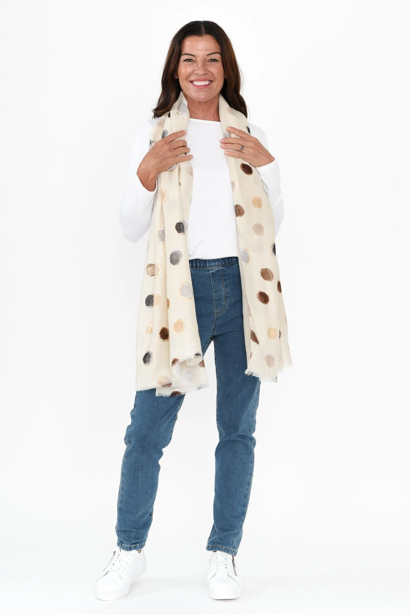 Mino Cream Spot Scarf sold by Blue Bungalow product image thumbnail 3
