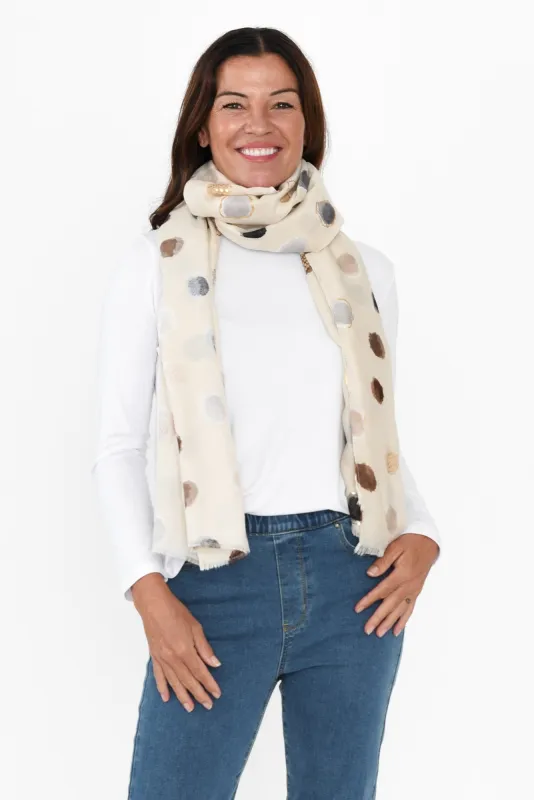 Mino Cream Spot Scarf sold by Blue Bungalow