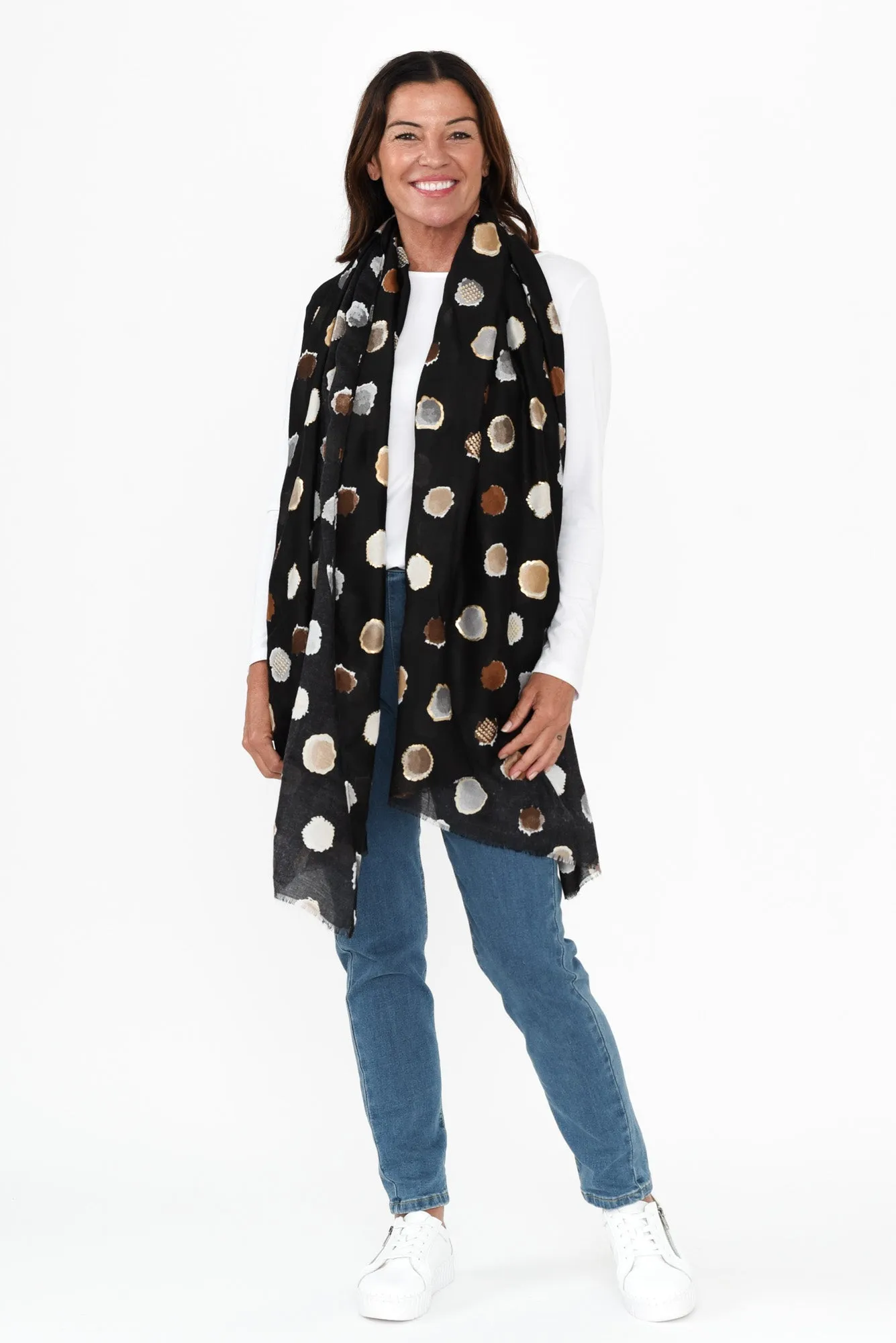 Mino Black Spot Scarf sold by Blue Bungalow product image thumbnail 3