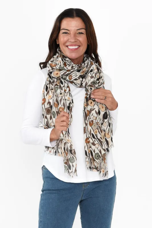 Tilly Cream Flower Scarf sold by Blue Bungalow