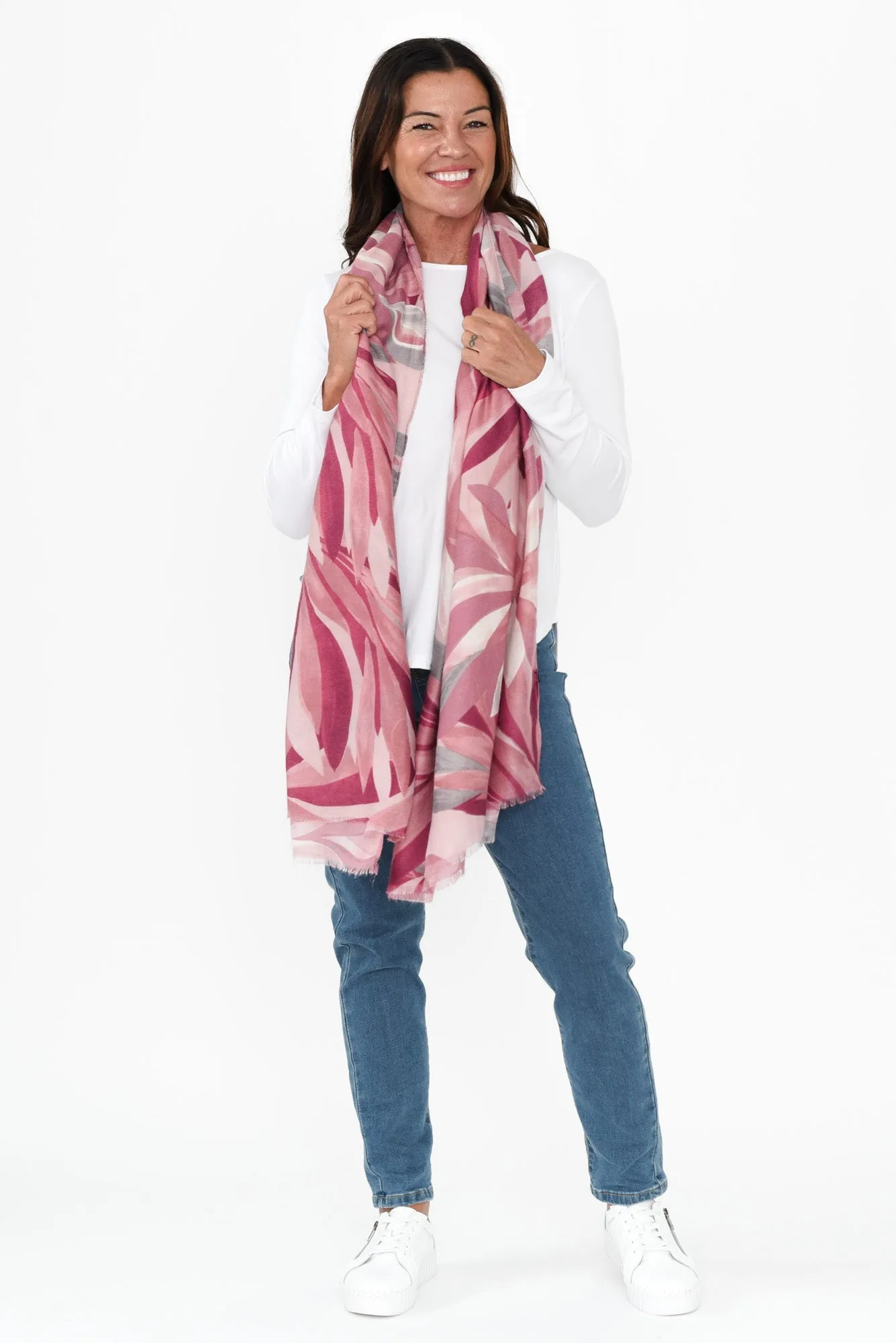 Burdekin Pink Leaf Scarf sold by Blue Bungalow product image thumbnail 3