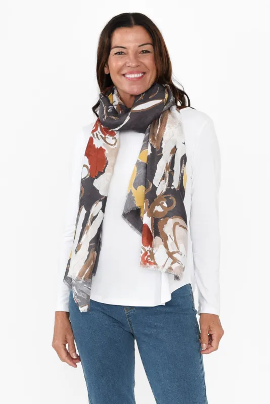 Elim Mocha Floral Scarf sold by Blue Bungalow