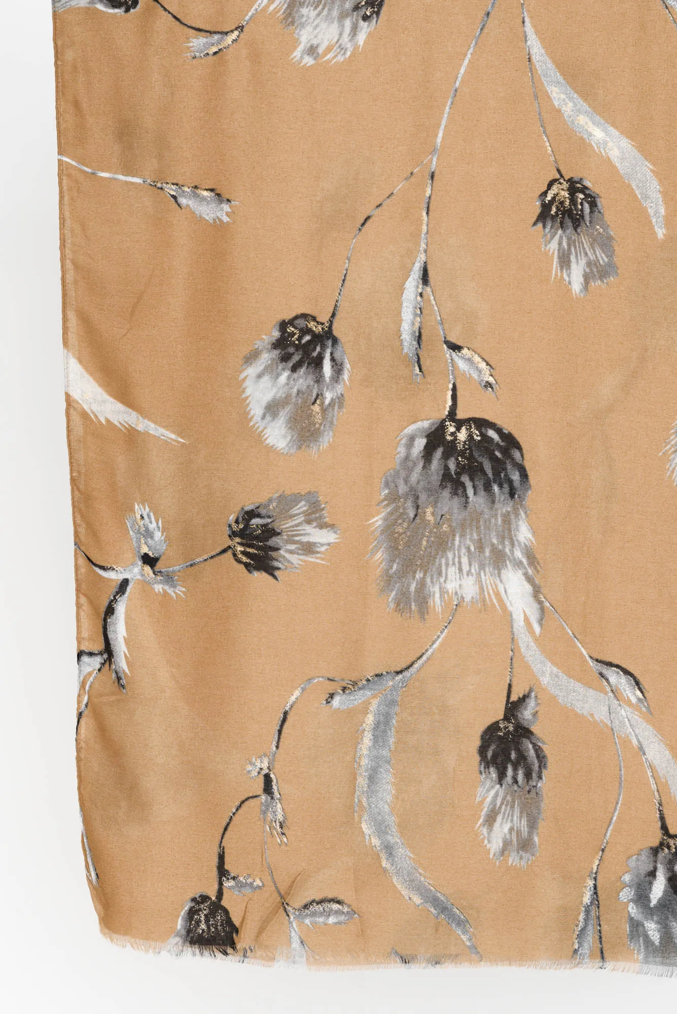 Lelia Camel Flower Fringe Scarf sold by Blue Bungalow product image thumbnail 2