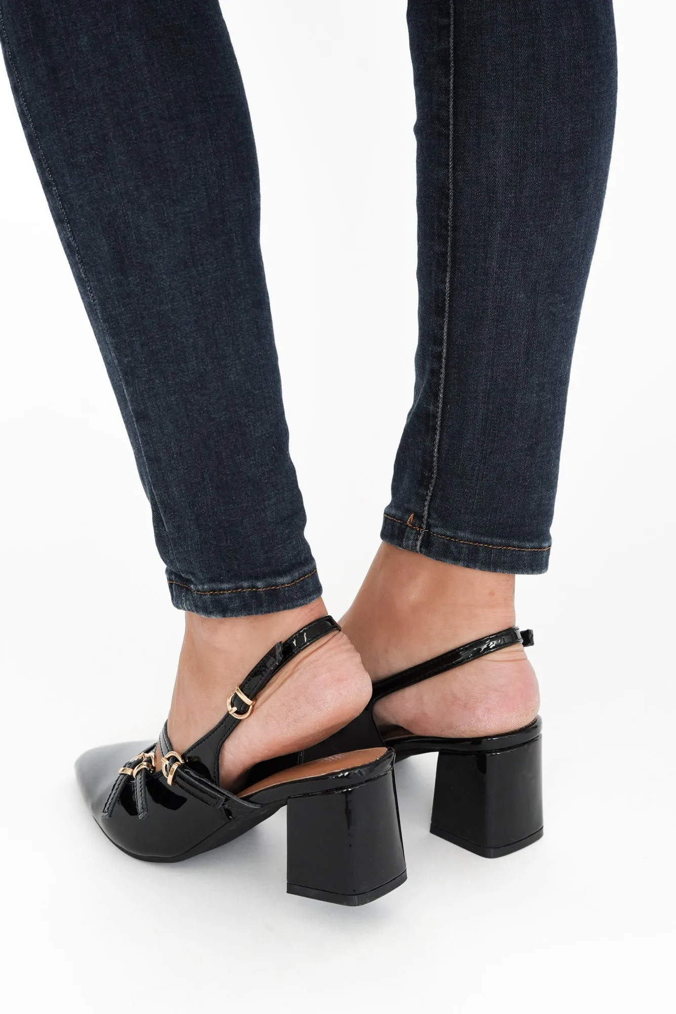 Duchess Black Patent Leather Slingback Heel sold by Blue Bungalow product image thumbnail 2