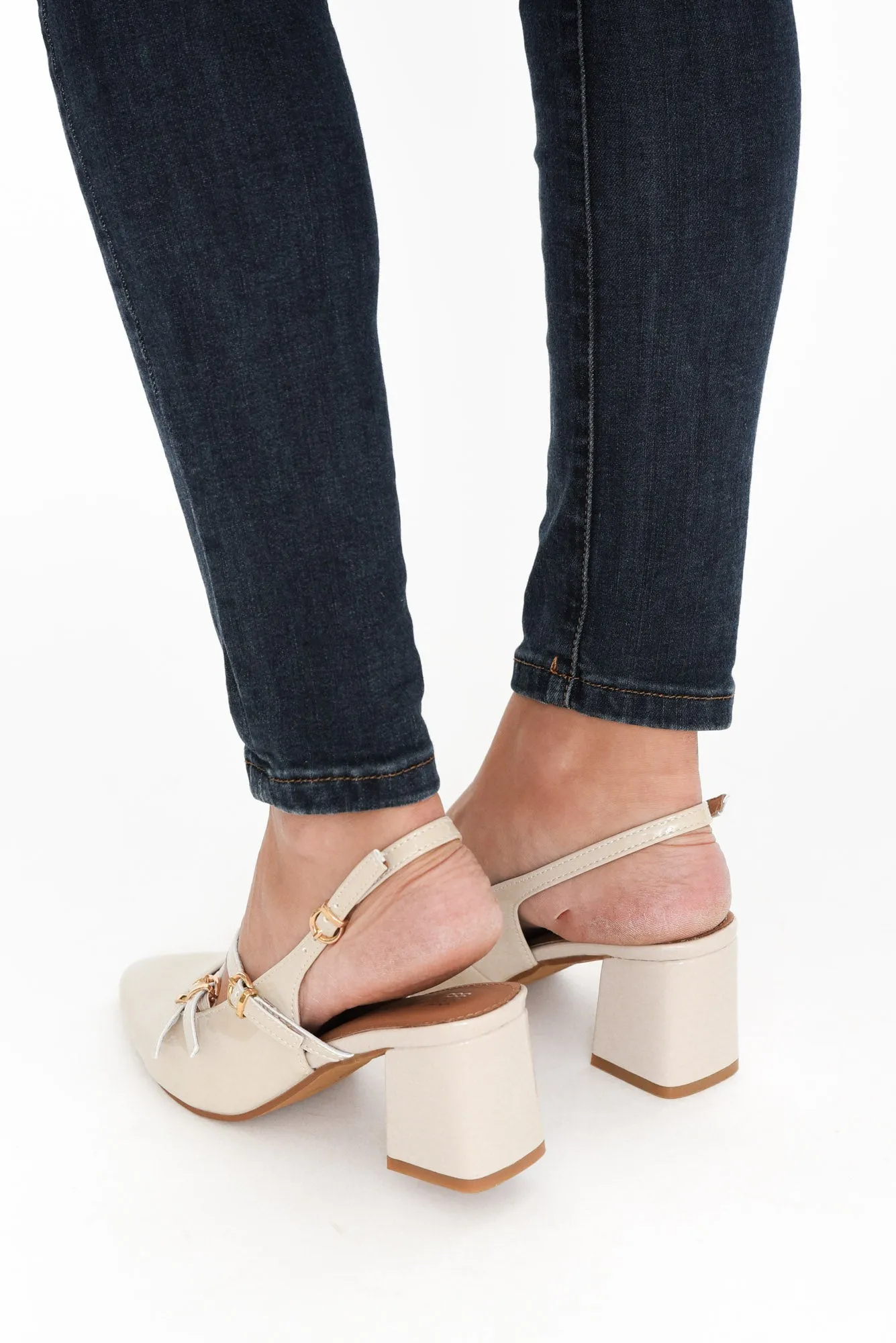 Duchess Bone Patent Leather Slingback Heel sold by Blue Bungalow product image thumbnail 2