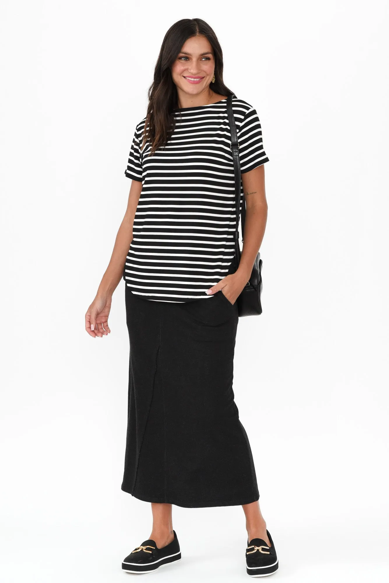 Minae Washed Black Cotton Pocket Skirt sold by Blue Bungalow product image thumbnail 2