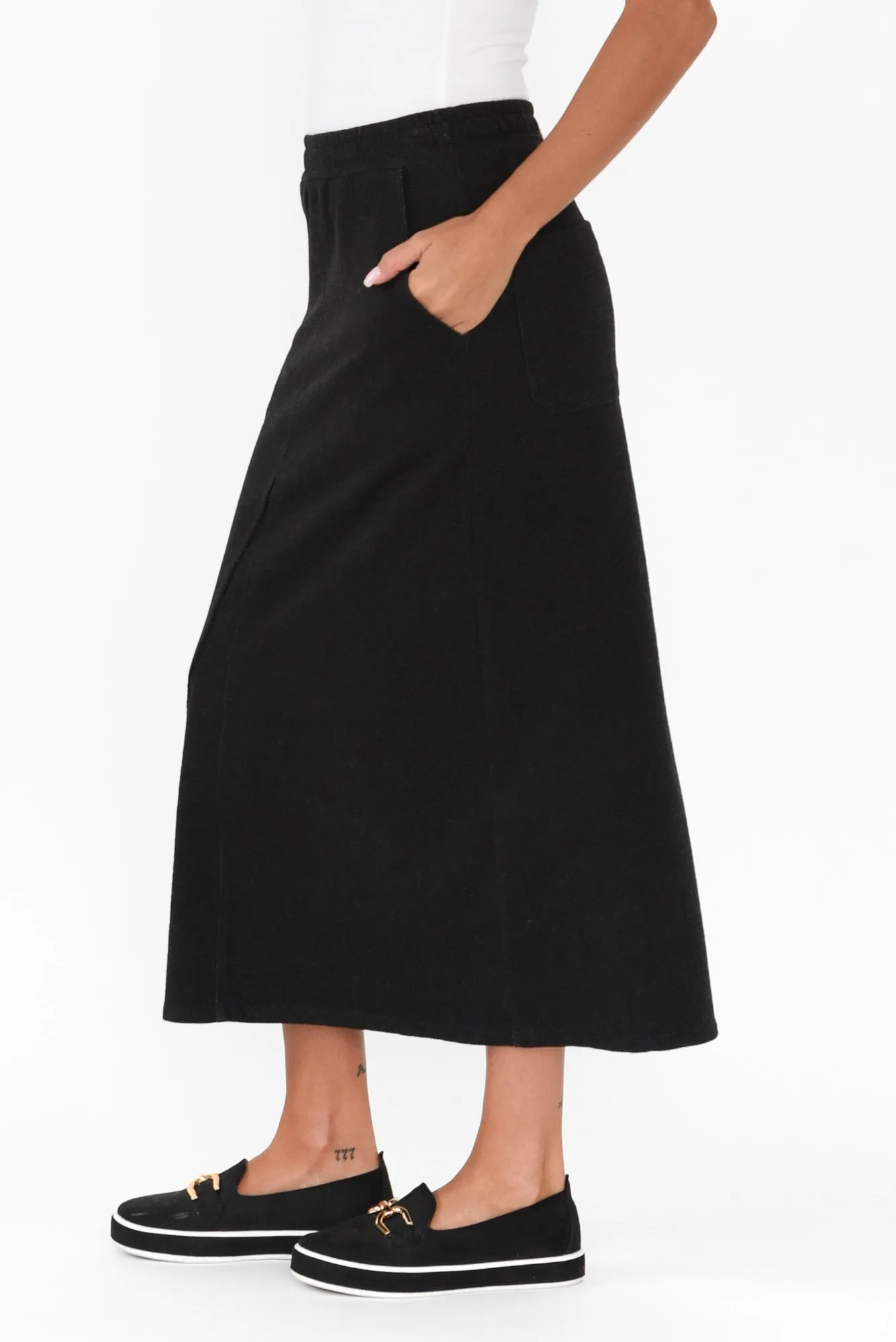 Minae Washed Black Cotton Pocket Skirt sold by Blue Bungalow product image thumbnail 4
