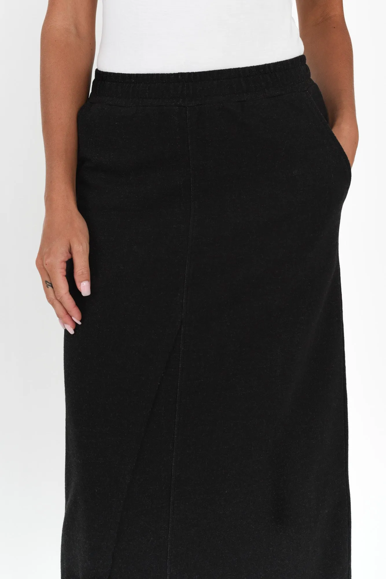 Minae Washed Black Cotton Pocket Skirt sold by Blue Bungalow product image thumbnail 3