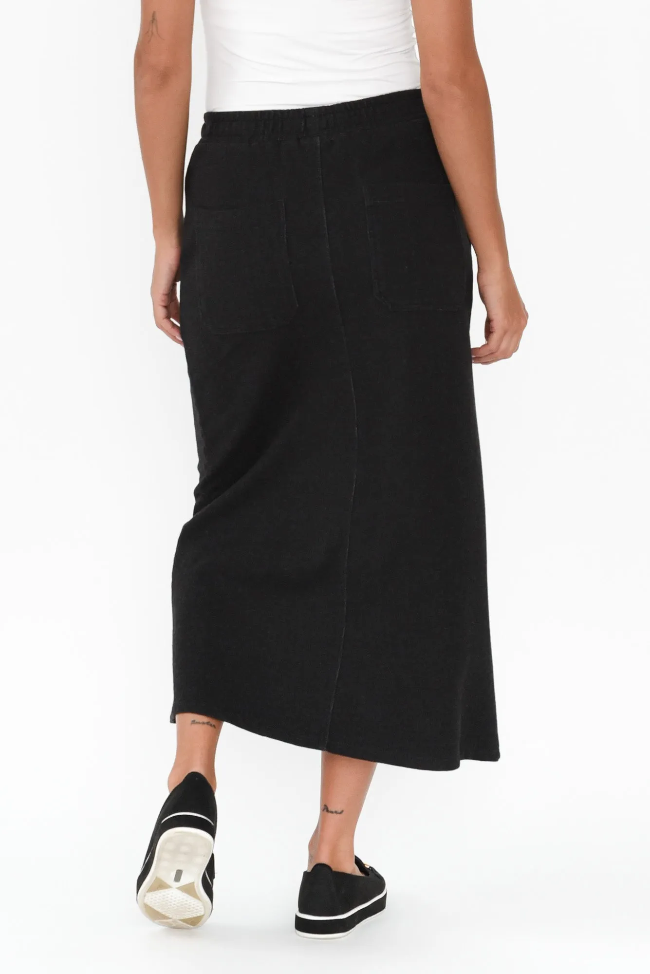 Minae Washed Black Cotton Pocket Skirt sold by Blue Bungalow product image thumbnail 5