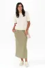 Minae Khaki Cotton Pocket Skirt sold by Blue Bungalow