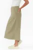 Minae Khaki Cotton Pocket Skirt sold by Blue Bungalow