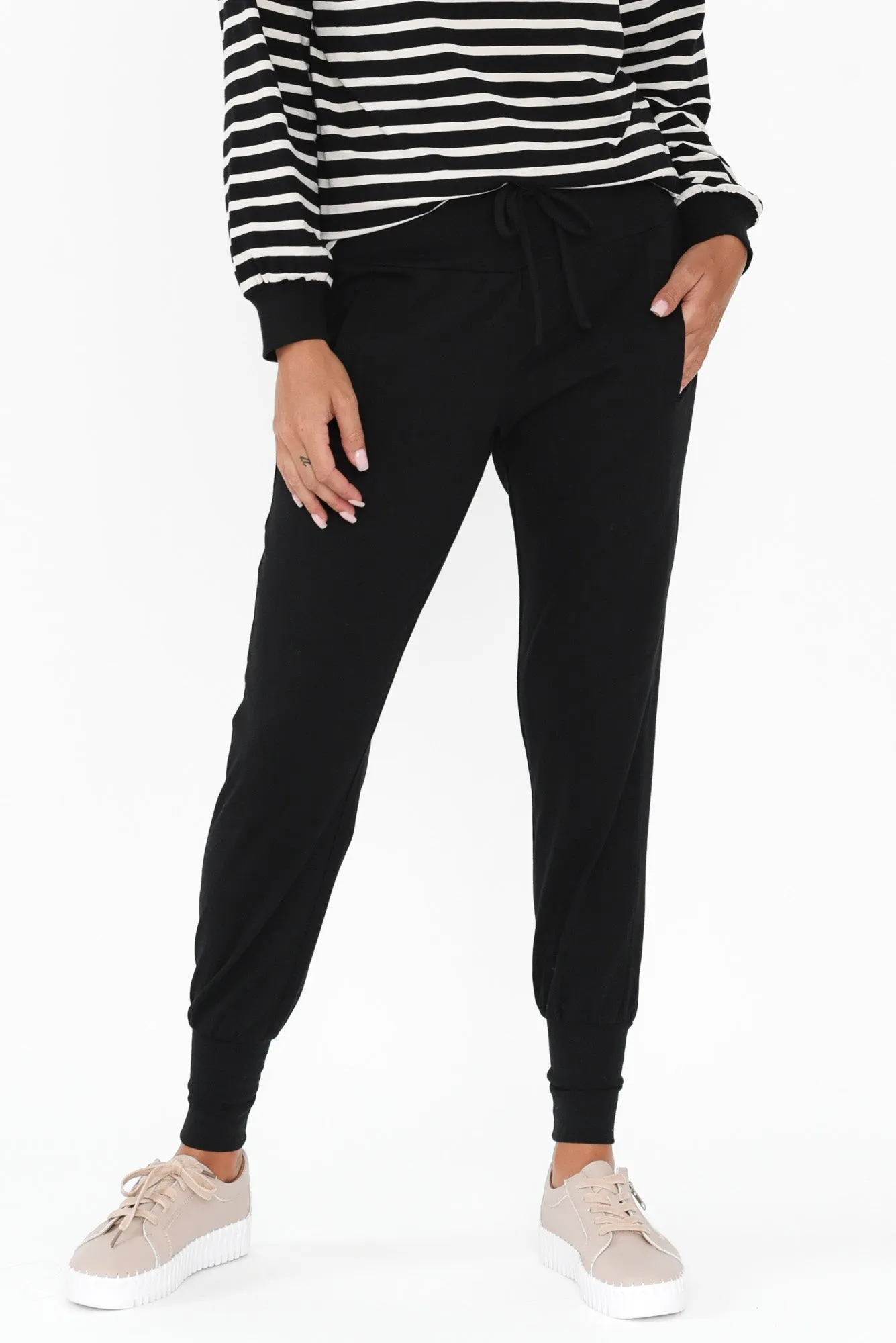 Poppy Black Cotton Sweatpants sold by Blue Bungalow