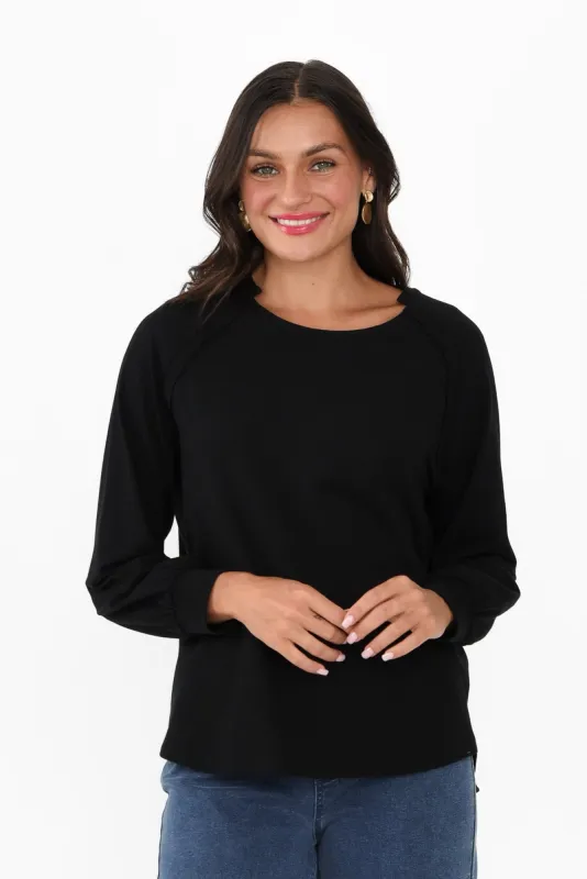 Indie Black Cotton Long Sleeve Tee sold by Blue Bungalow