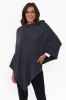 Amy Navy Wool Blend Poncho sold by Blue Bungalow