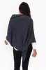 Amy Navy Wool Blend Poncho sold by Blue Bungalow
