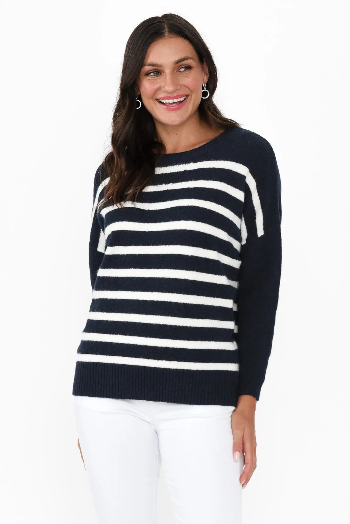 Sascha Navy Stripe Knit Jumper sold by Blue Bungalow