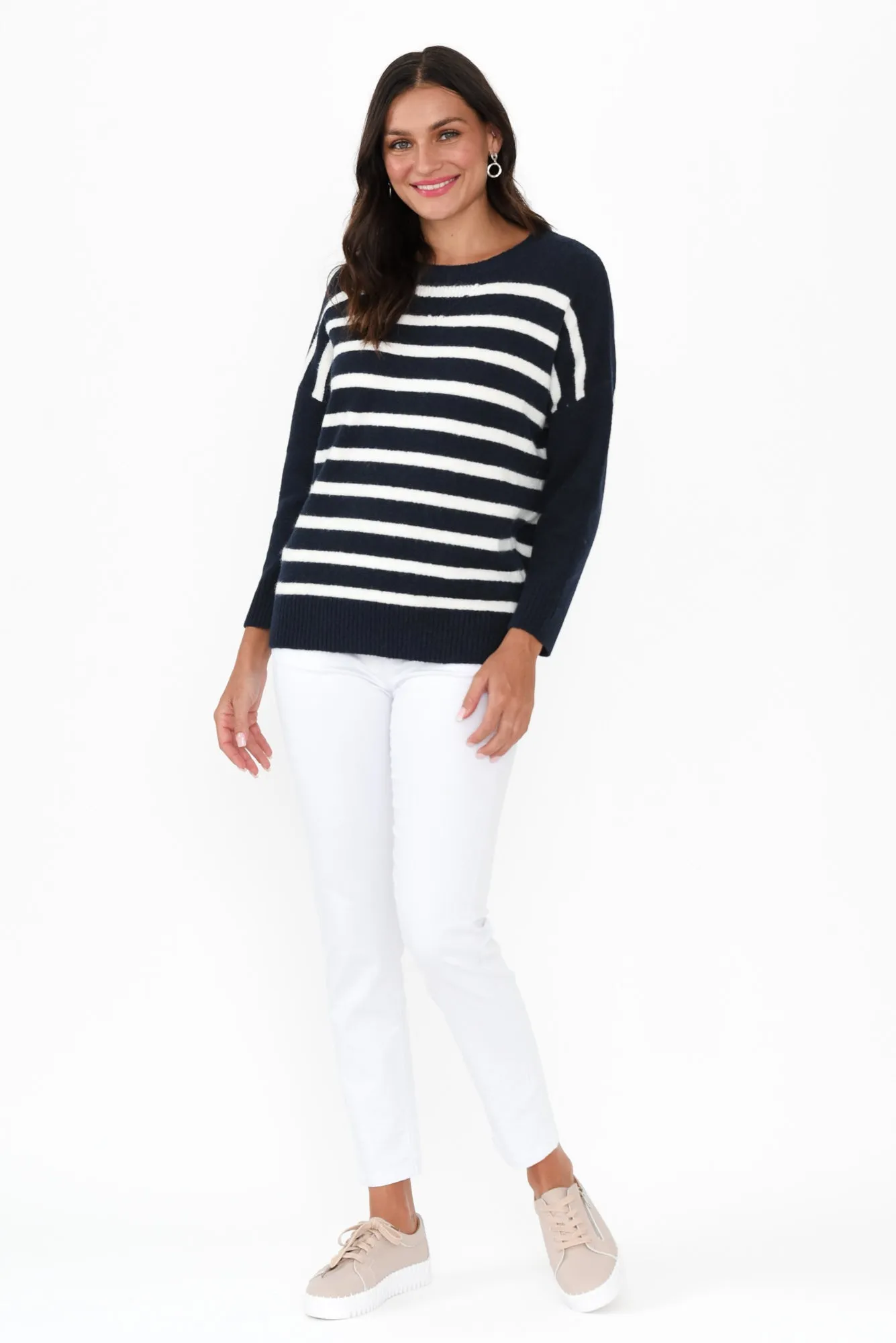 Sascha Navy Stripe Knit Jumper sold by Blue Bungalow product image thumbnail 2