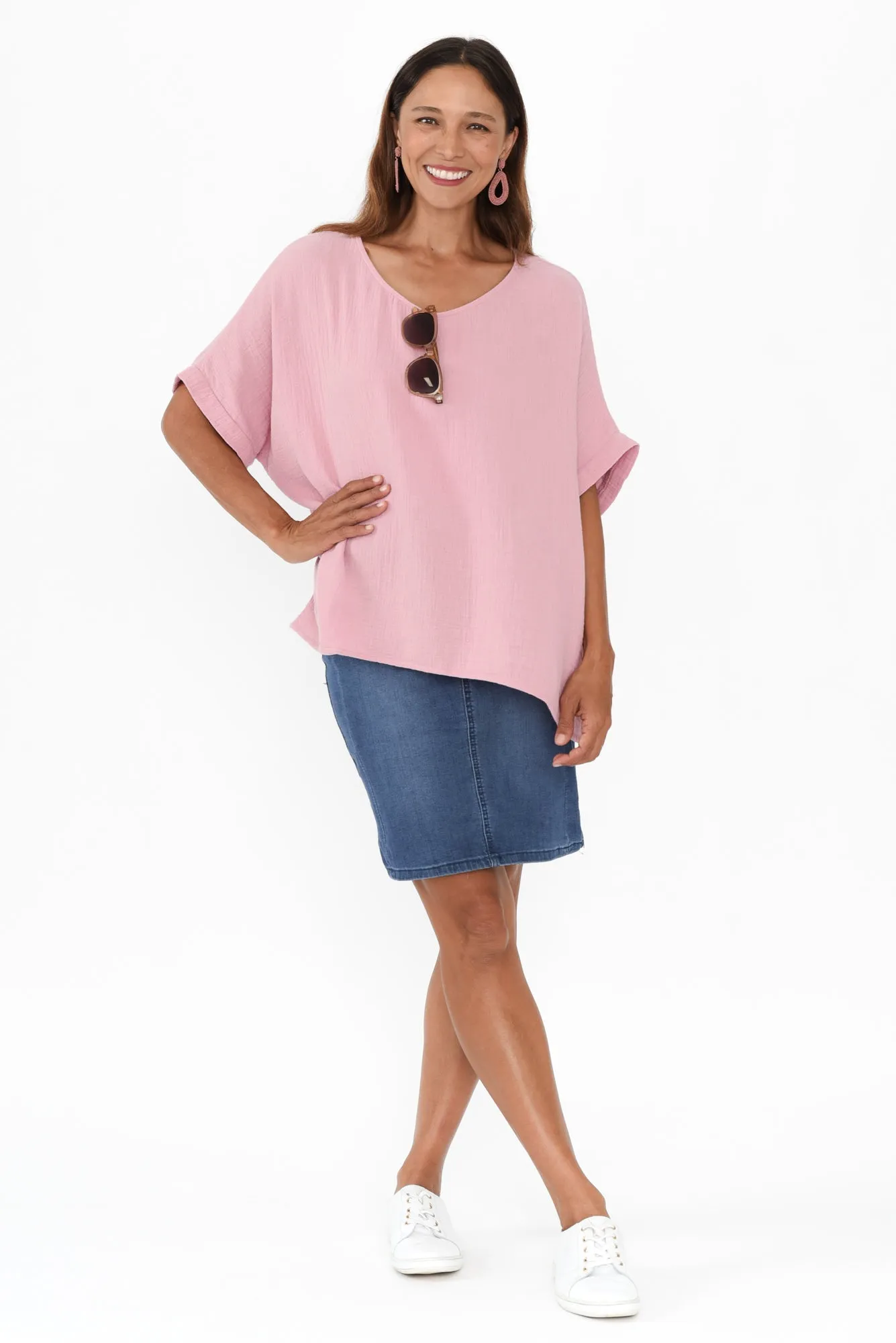 Elaine Pink Cotton Cheesecloth Top sold by Blue Bungalow product image thumbnail 3