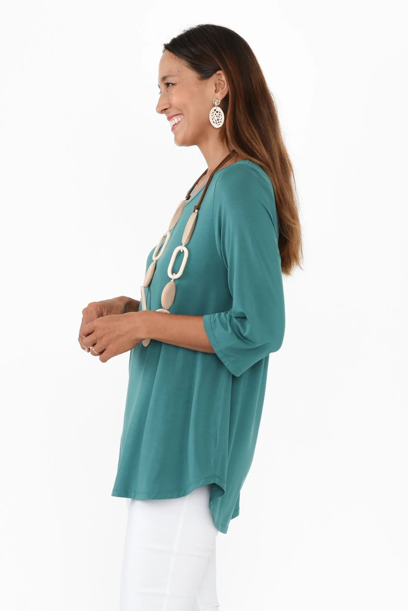 Tilly Aqua 3/4 Sleeve Micro Modal Tee sold by Blue Bungalow product image thumbnail 3