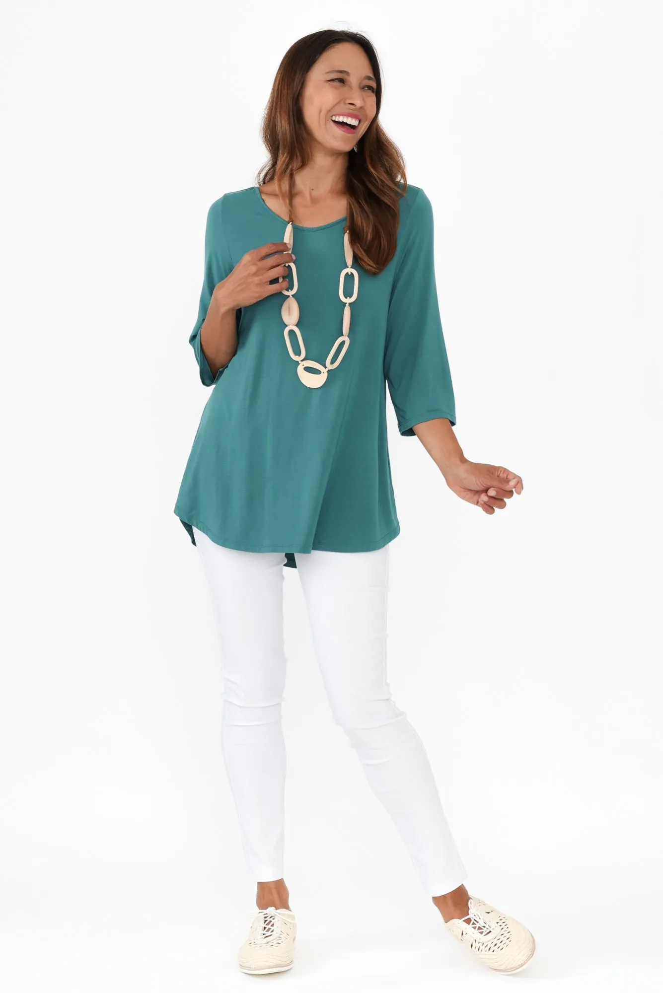 Tilly Aqua 3/4 Sleeve Micro Modal Tee sold by Blue Bungalow product image thumbnail 2