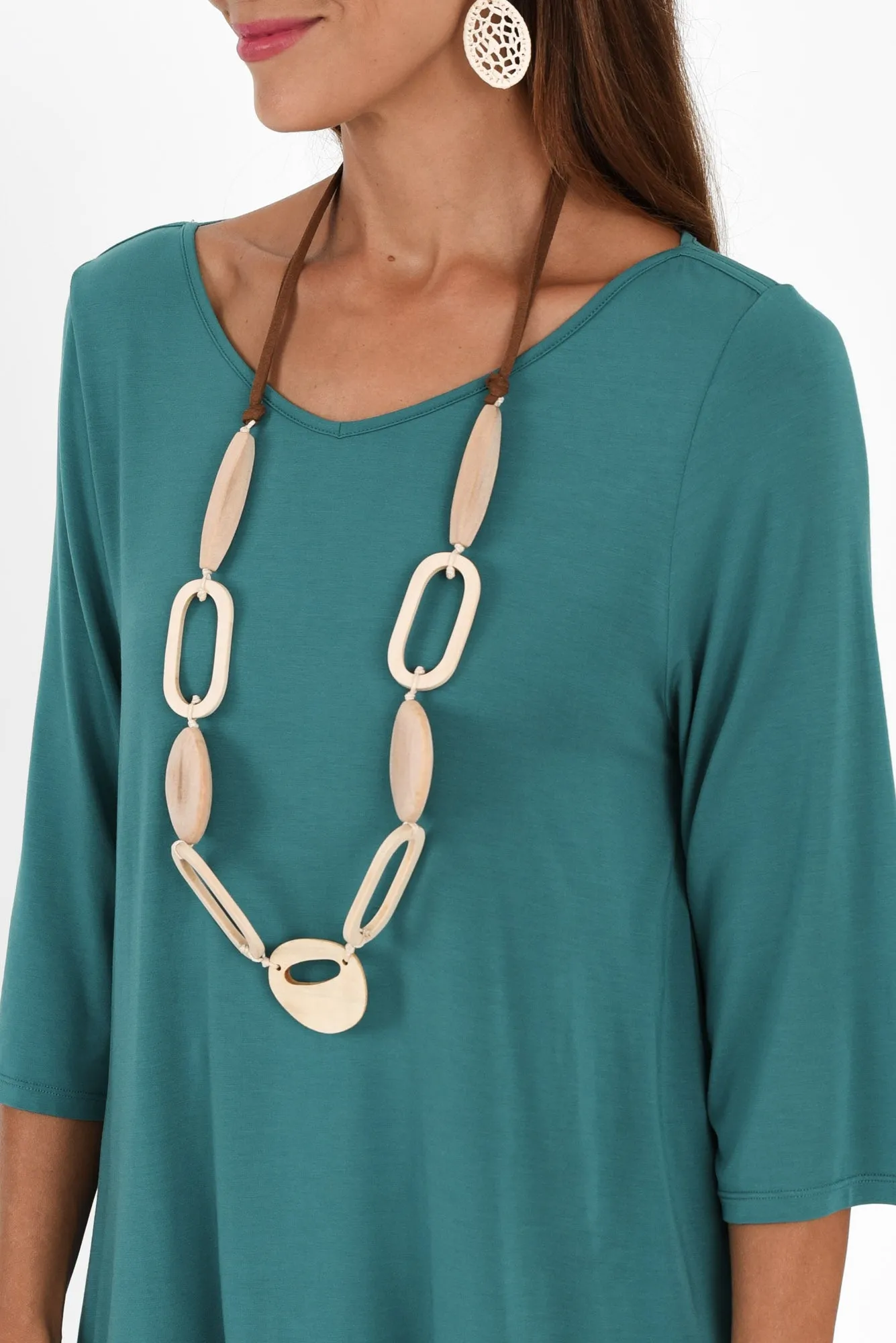 Tilly Aqua 3/4 Sleeve Micro Modal Tee sold by Blue Bungalow product image thumbnail 5