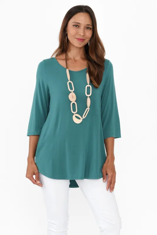 Tilly Aqua 3/4 Sleeve Micro Modal Tee sold by Blue Bungalow