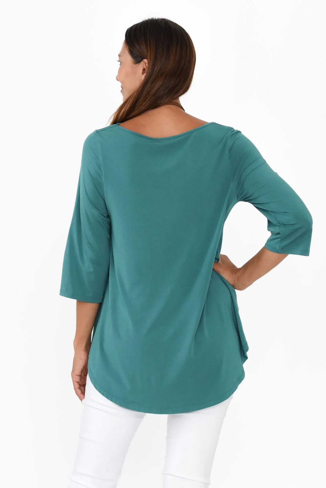 Tilly Aqua 3/4 Sleeve Micro Modal Tee sold by Blue Bungalow product image thumbnail 4