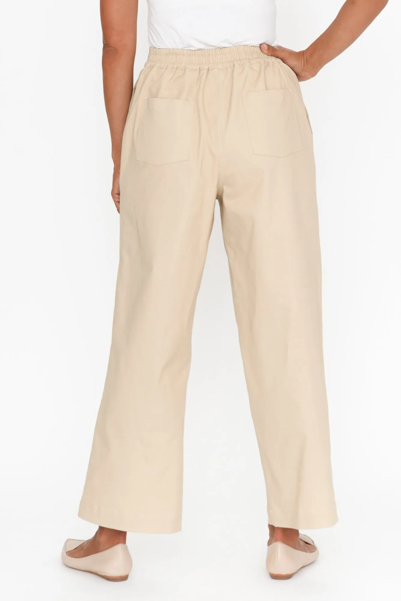 Sinatra Beige Cotton Wide Leg Pants sold by Blue Bungalow product image thumbnail 4