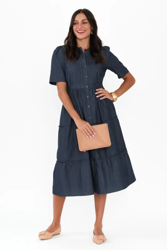 Maree Mid Wash Cotton Tier Dress sold by Blue Bungalow