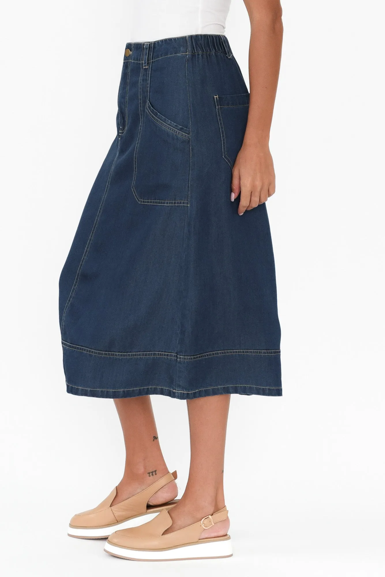 Yvonne Mid Wash Tencel Midi Skirt sold by Blue Bungalow product image thumbnail 4