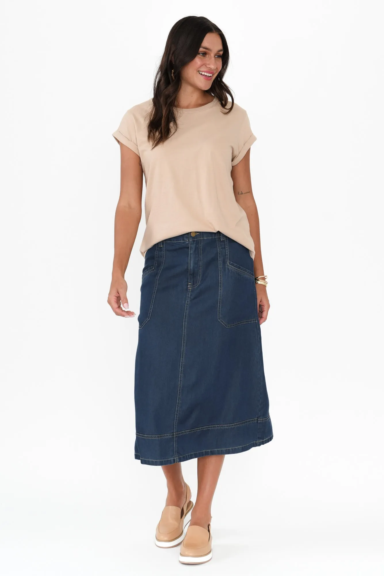 Yvonne Mid Wash Tencel Midi Skirt sold by Blue Bungalow product image thumbnail 2