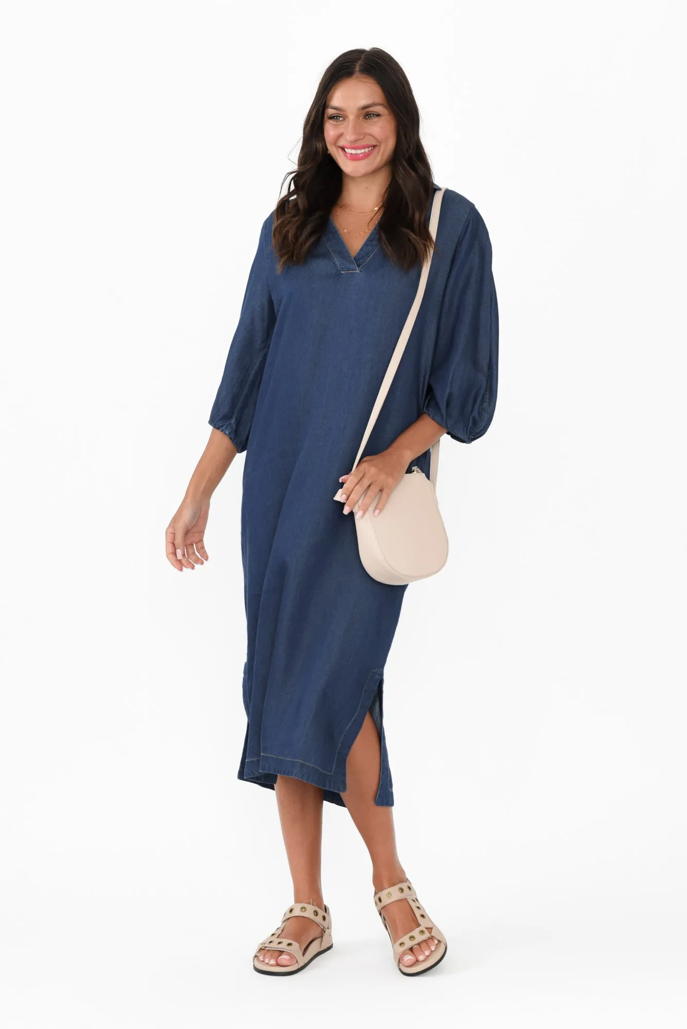 Nadine Mid Wash Tencel Dress sold by Blue Bungalow