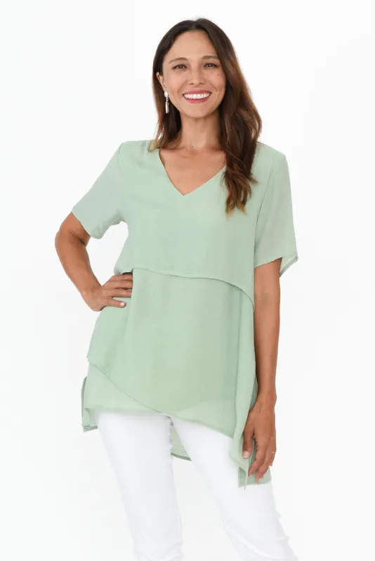 Alvina Sage Layered Tunic Top sold by Blue Bungalow