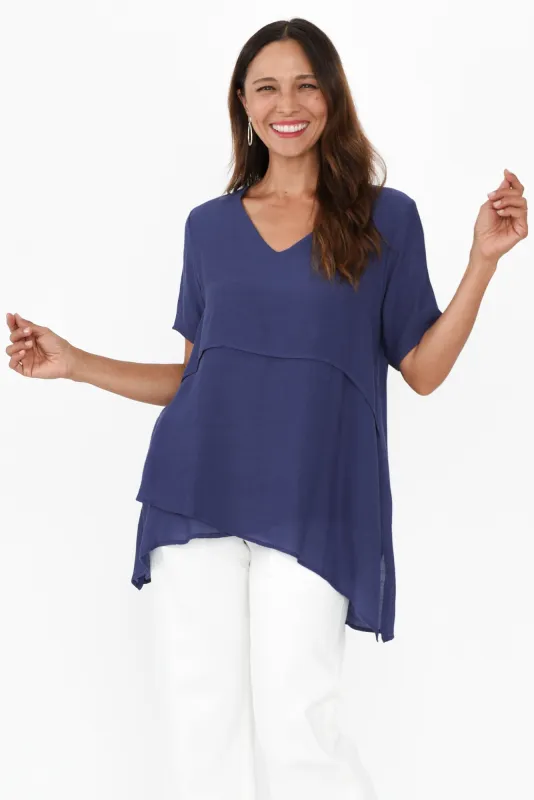 Alvina Cobalt Layered Tunic Top sold by Blue Bungalow
