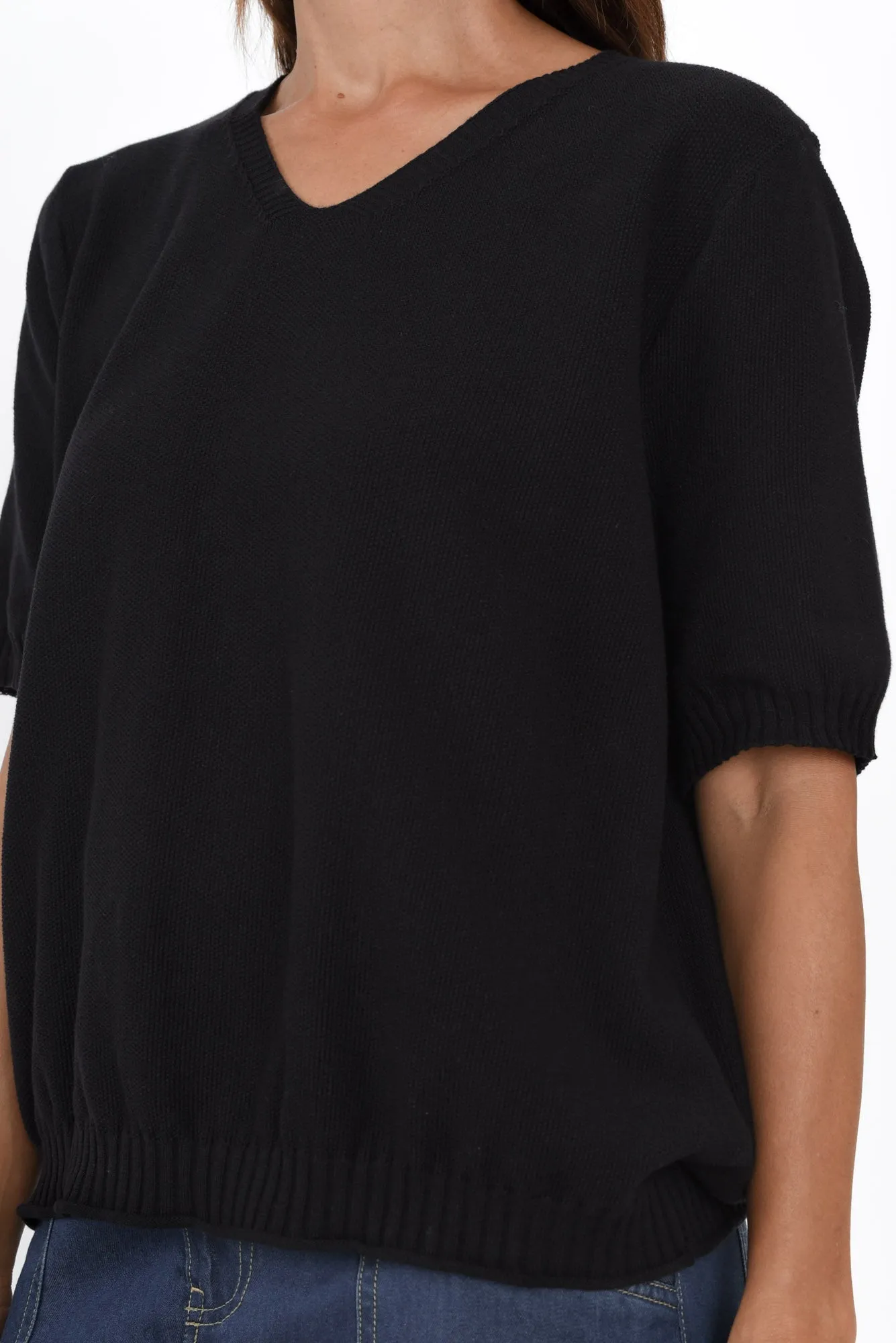 Blaine Black Cotton Knit Top sold by Blue Bungalow product image thumbnail 5