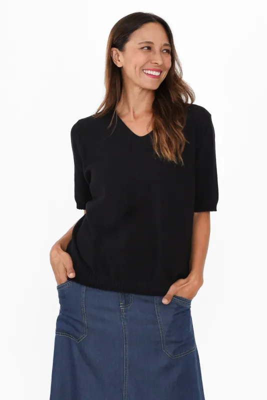 Blaine Black Cotton Knit Top sold by Blue Bungalow