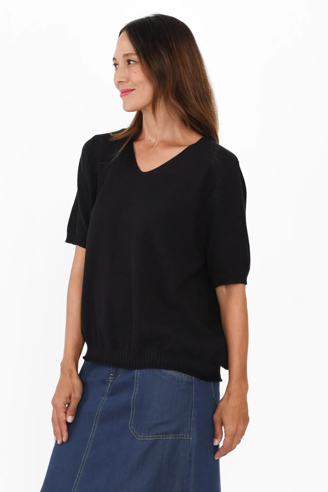Blaine Black Cotton Knit Top sold by Blue Bungalow product image thumbnail 3