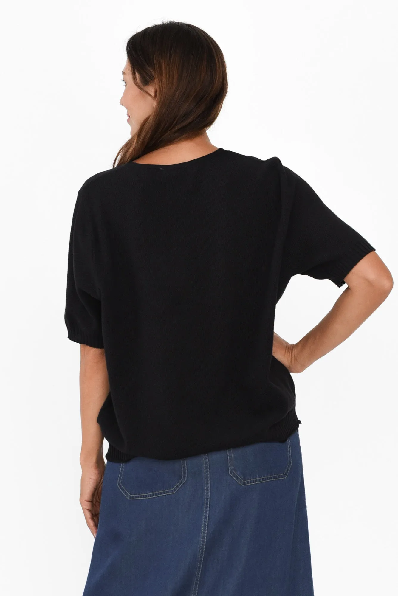 Blaine Black Cotton Knit Top sold by Blue Bungalow product image thumbnail 4
