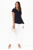 Eve Navy Bamboo Asymmetrical Top sold by Blue Bungalow