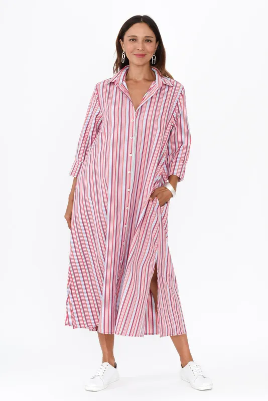 Lunella Red Stripe Cotton Blend Dress sold by Blue Bungalow