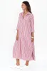 Lunella Red Stripe Cotton Blend Dress sold by Blue Bungalow