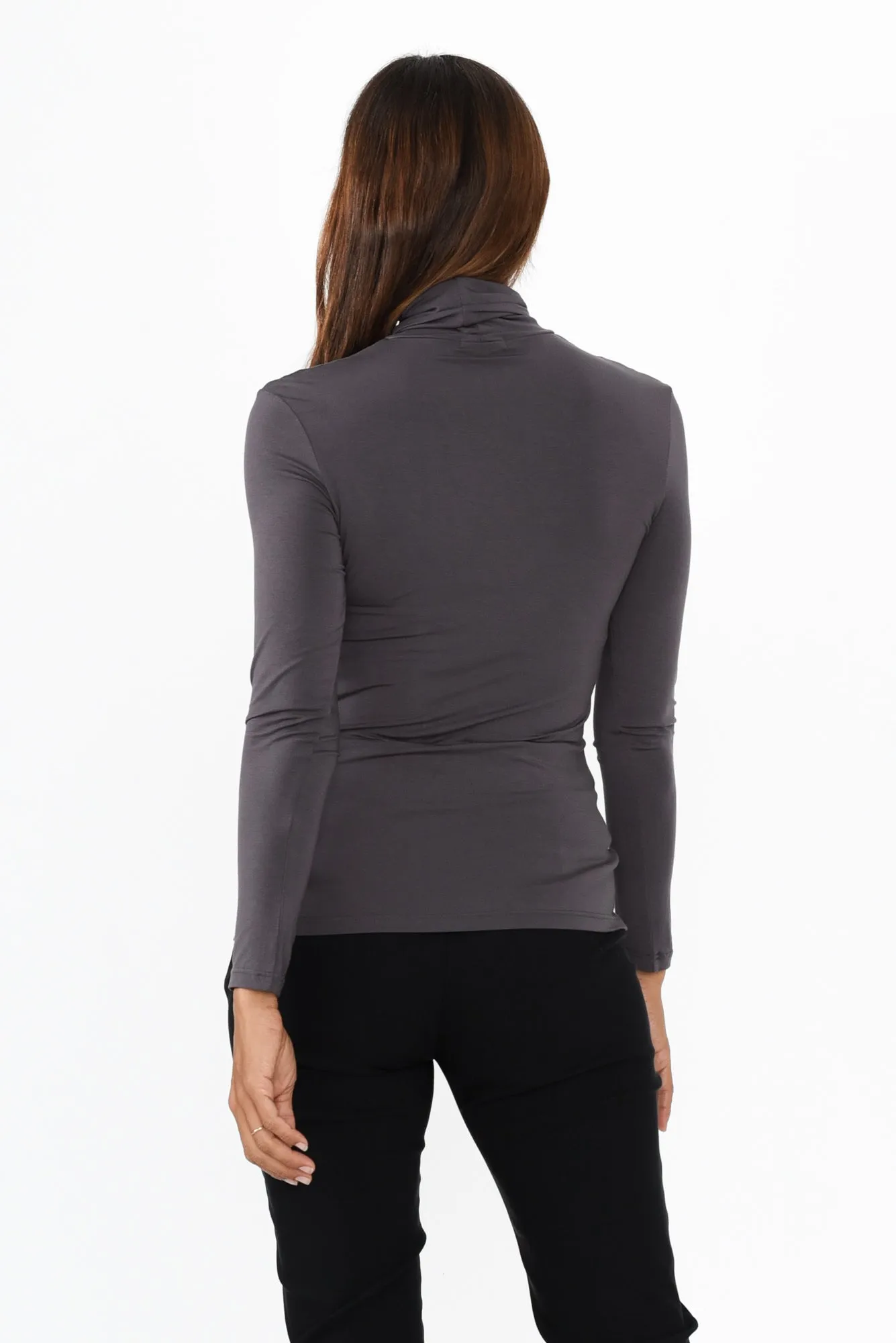 Graphite Micro Modal Turtleneck Top sold by Blue Bungalow product image thumbnail 4