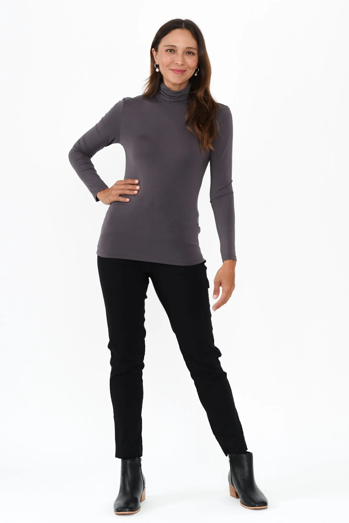 Graphite Micro Modal Turtleneck Top sold by Blue Bungalow product image thumbnail 2