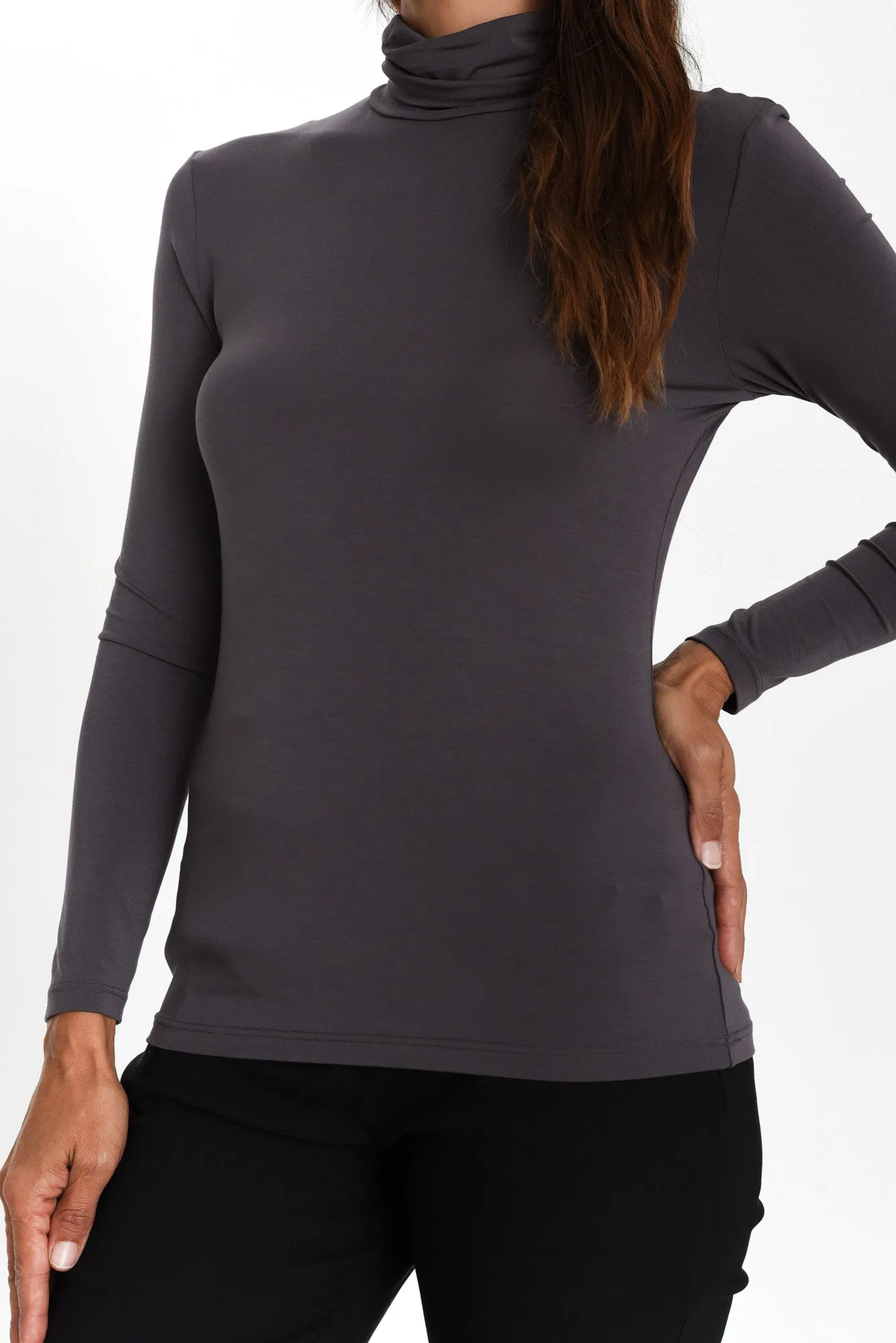 Graphite Micro Modal Turtleneck Top sold by Blue Bungalow product image thumbnail 5