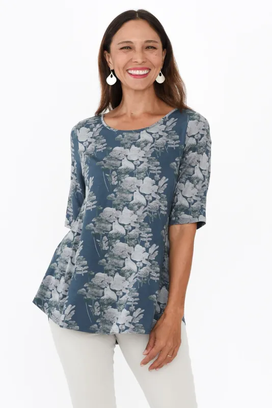 Buttery Blue Floral Half Sleeve Tee sold by Blue Bungalow